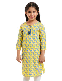 Amazon Brand - Jam & Honey Girl's Cotton Regular Short Kurti PEACH 2 2 Years-3 Years
