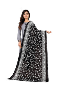 AKSHAR LLC Miss India Women's Chiffon Dupatta With Karachi Embroidery Work
