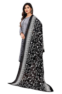AKSHAR LLC Miss India Women's Chiffon Dupatta With Karachi Embroidery Work