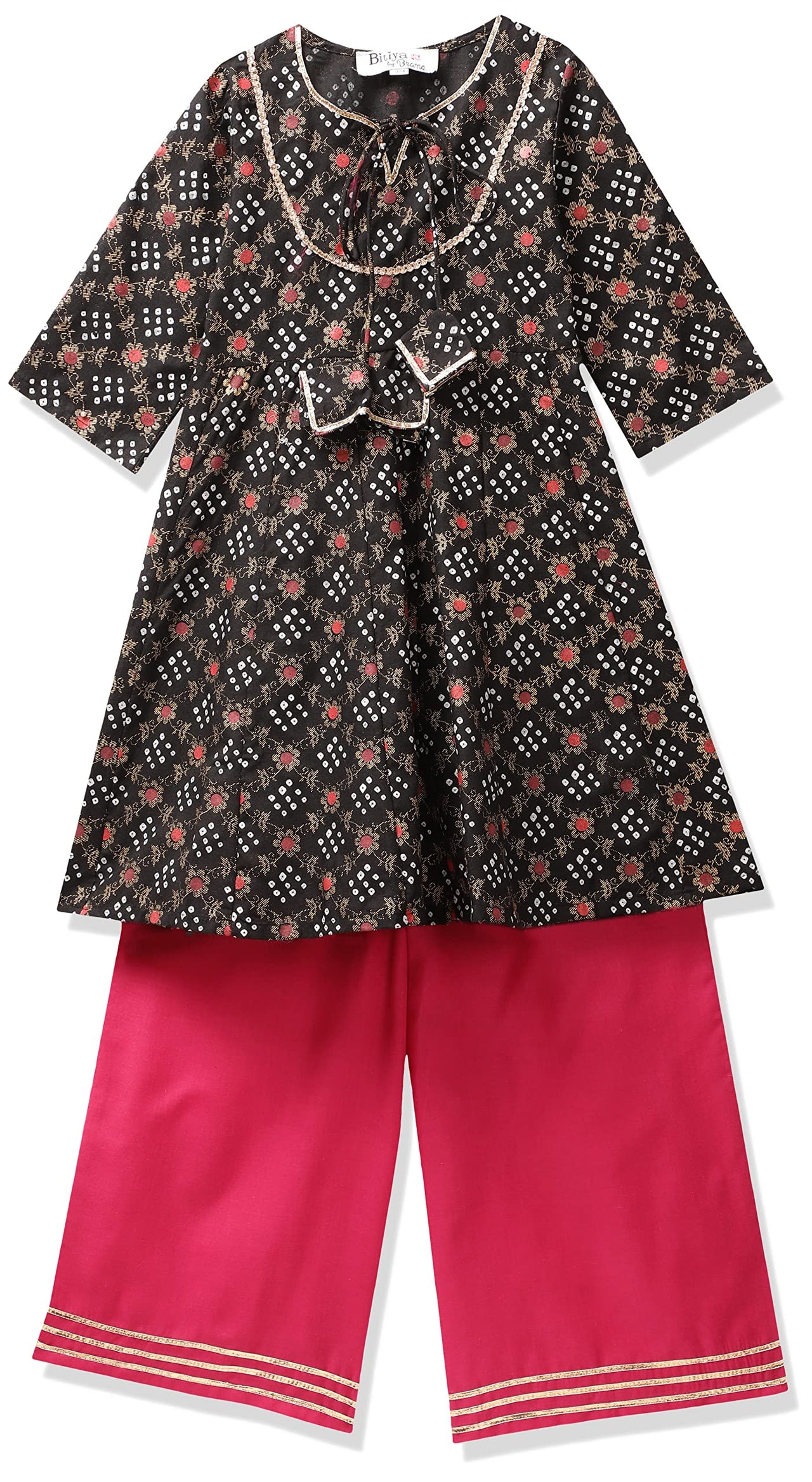 Bitiya By Bhama Girl's Cotton Blend Kurta & Palazzo