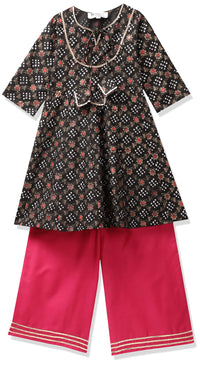 Bitiya By Bhama Girl's Cotton Blend Kurta & Palazzo