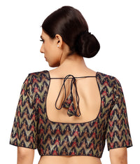 X3 Women's Viscose Elbow Length Sleeves Soft Brocade Padded Saree Blouse
