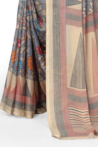 MIRCHI FASHION Women's Stylish Chiffon Floral and Geometric Printed Saree with Blouse Piece