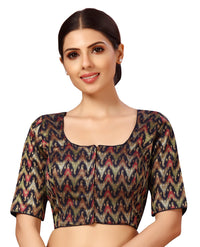 X3 Women's Viscose Elbow Length Sleeves Soft Brocade Padded Saree Blouse