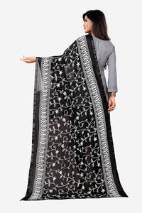 AKSHAR LLC Miss India Women's Chiffon Dupatta With Karachi Embroidery Work