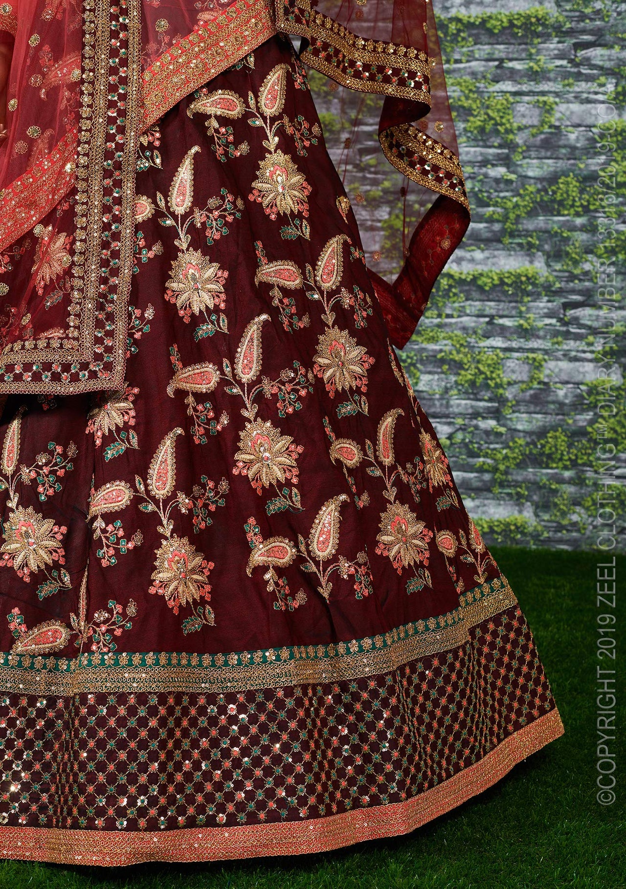 Zeel Clothing Women's Silk Semi-Stitched Lehenga Choli (7034-Wedding-Bridal-Latest-New; Free)