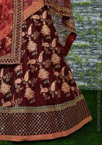 Zeel Clothing Women's Silk Semi-Stitched Lehenga Choli (7034-Wedding-Bridal-Latest-New; Free)