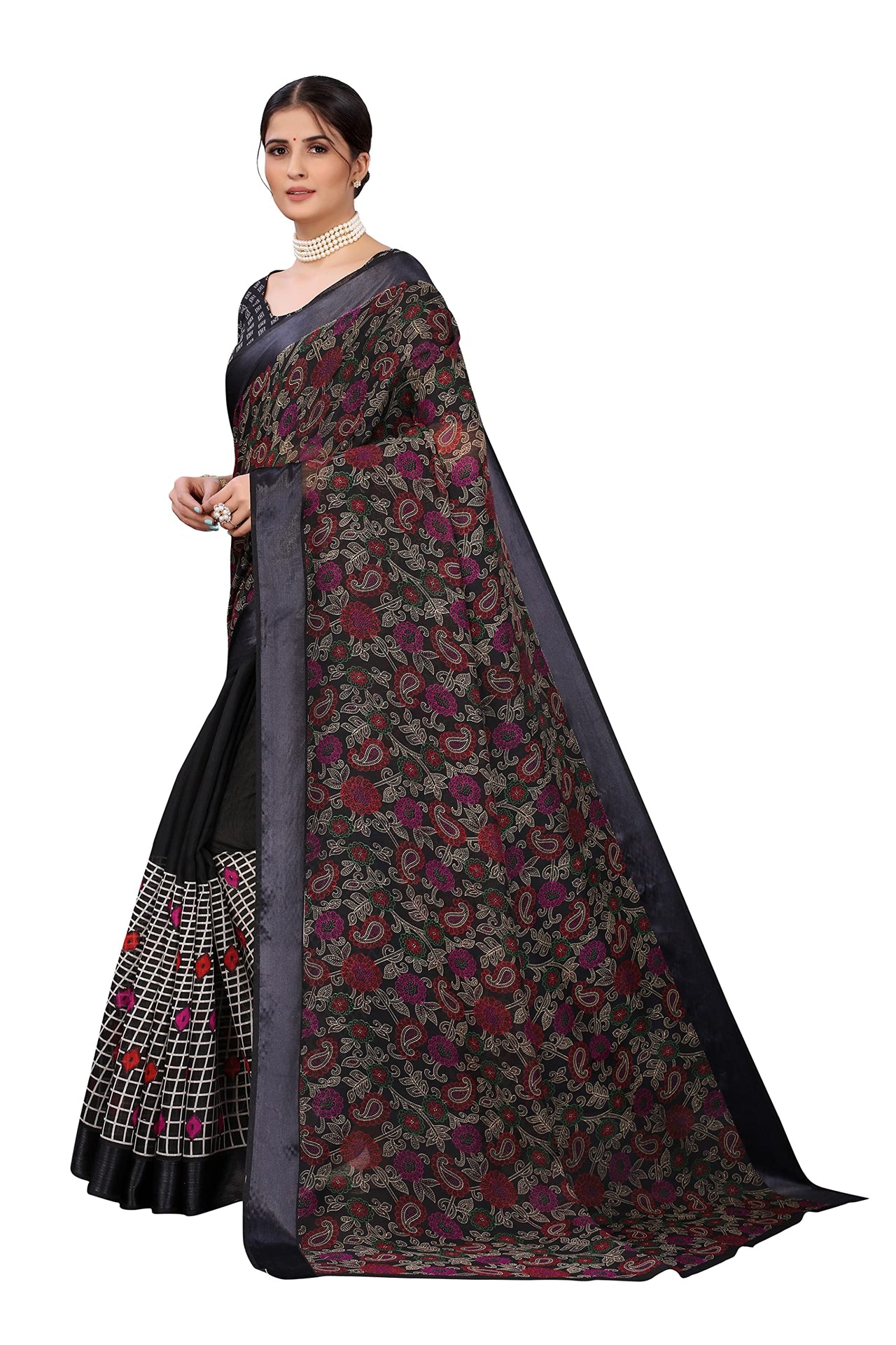 Yashika Women's Linen Saree Maroon