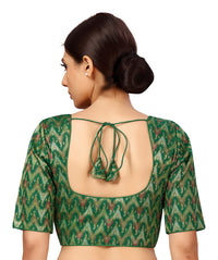 X3 Women's Viscose Elbow Length Sleeves Soft Brocade Padded Saree Blouse