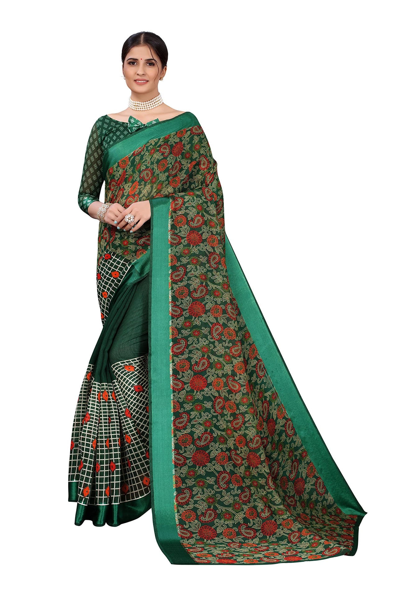 Yashika Women's Linen Saree Maroon