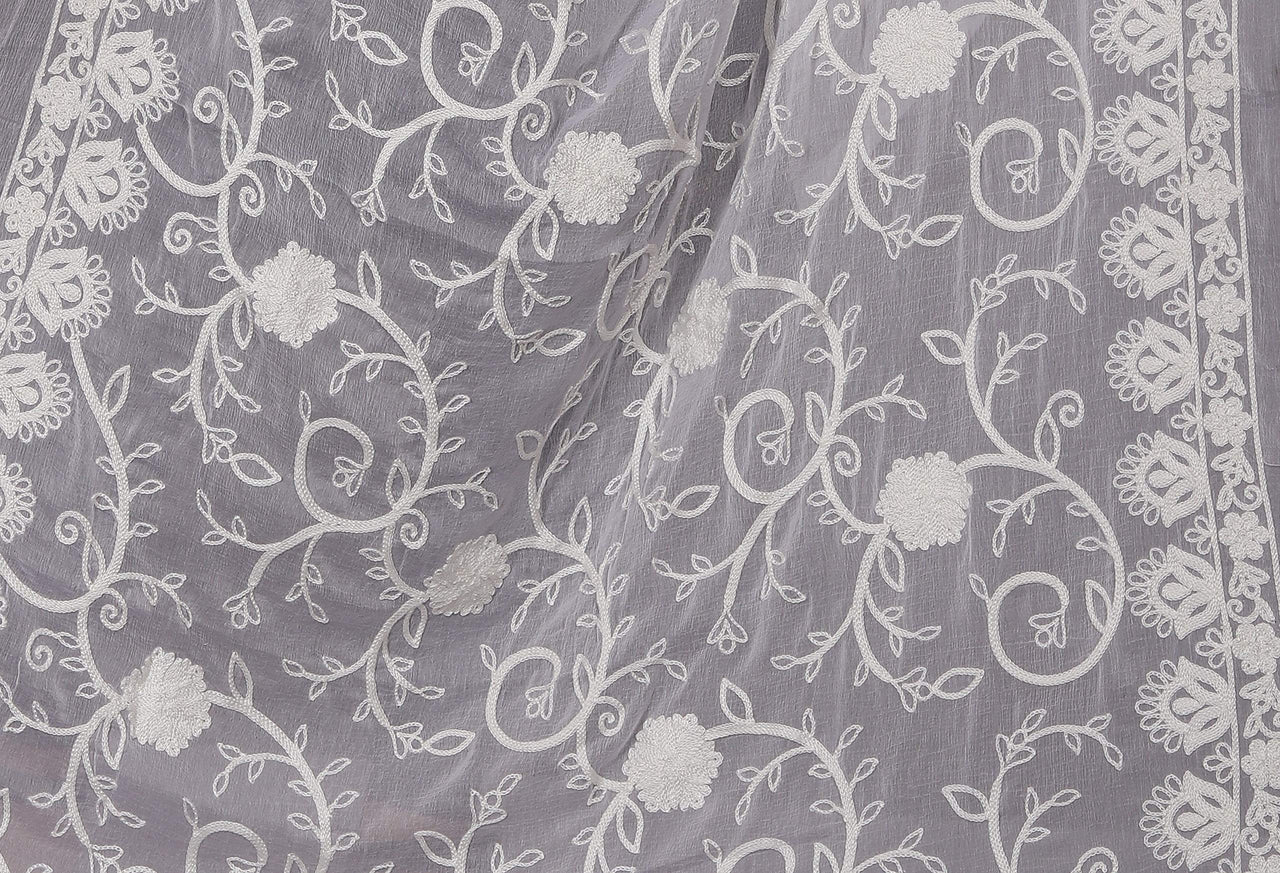 AKSHAR LLC Miss India Women's Chiffon Dupatta With Karachi Embroidery Work
