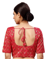 X3 Women's Viscose Elbow Length Sleeves Soft Brocade Padded Saree Blouse