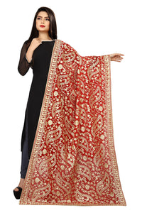AKSHAR LLC Women's Embroidered Chiffon Dupatta