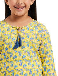 Amazon Brand - Jam & Honey Girl's Cotton Regular Short Kurti PEACH 2 2 Years-3 Years