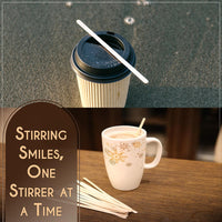 Perfect Stix Premium Wooden Coffee Stirrer Sticks, Thick Birch Wood 1000 Count, 5.5