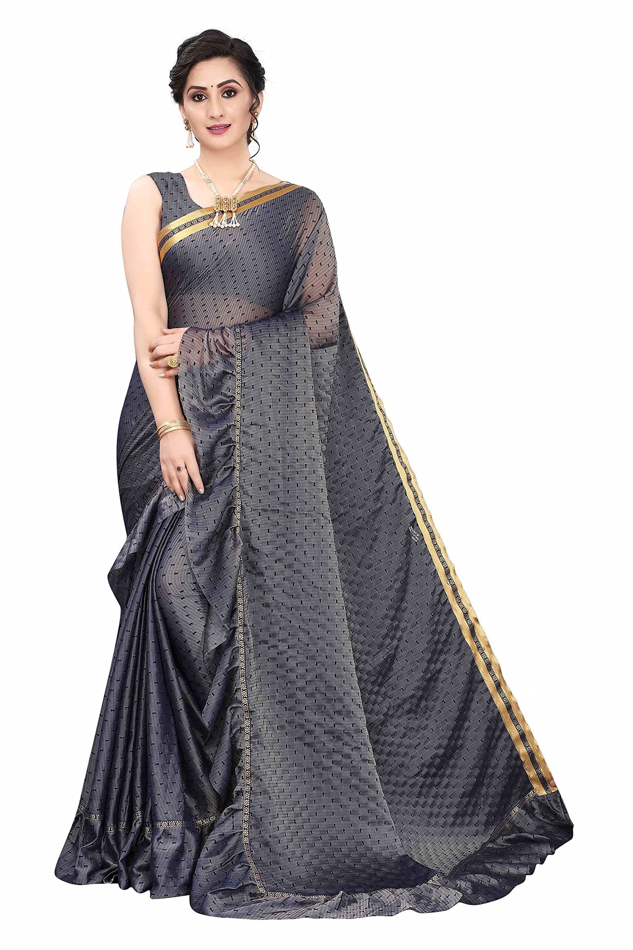 Anjaneya Sarees Women's Georgette Saree With Blouse Piece