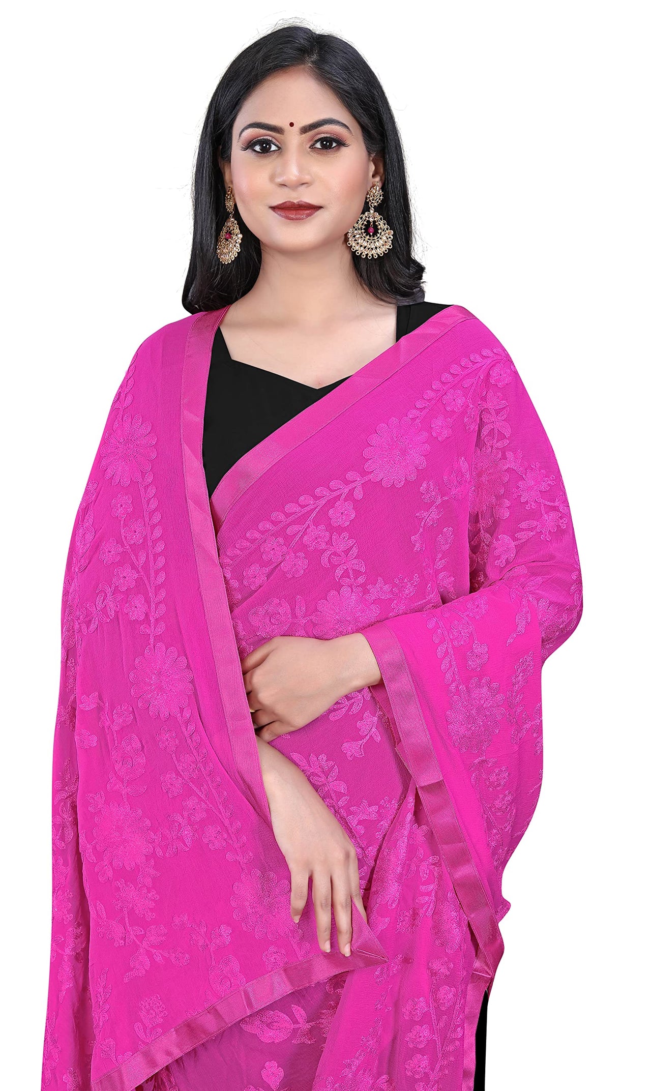 AKSHAR LLC Women's Embroidered Chiffon Dupatta