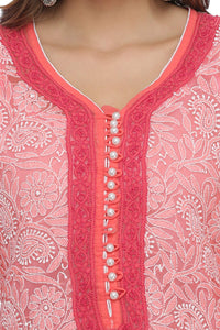 Ada Women's Hand Embroidered Faux Georgette Lucknowi Chikankari Kurti with Slip