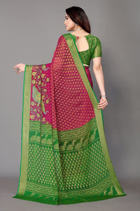 Winza Designer Women's Chiffon Brasso Floral Printed Saree with Blouse Piece