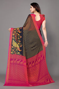 Winza Designer Women's Chiffon Brasso Floral Printed Saree with Blouse Piece