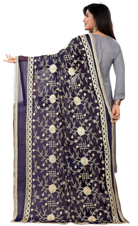 AKSHAR LLC Miss India Women's Chiffon Dupatta With Karachi Embroidery Work
