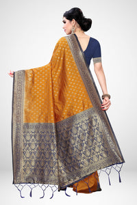 AKHILAM Women's Banarasi silk woven Design Saree with Unstitched Blouse Piece(GNG220_QL_Parent)