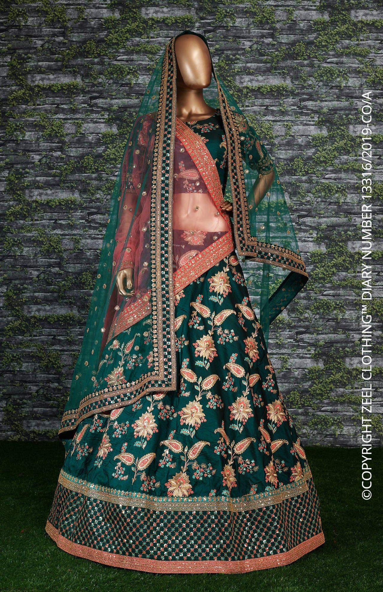 Zeel Clothing Women's Silk Semi-Stitched Lehenga Choli (7034-Wedding-Bridal-Latest-New; Free)