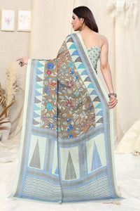 MIRCHI FASHION Women's Stylish Chiffon Floral and Geometric Printed Saree with Blouse Piece