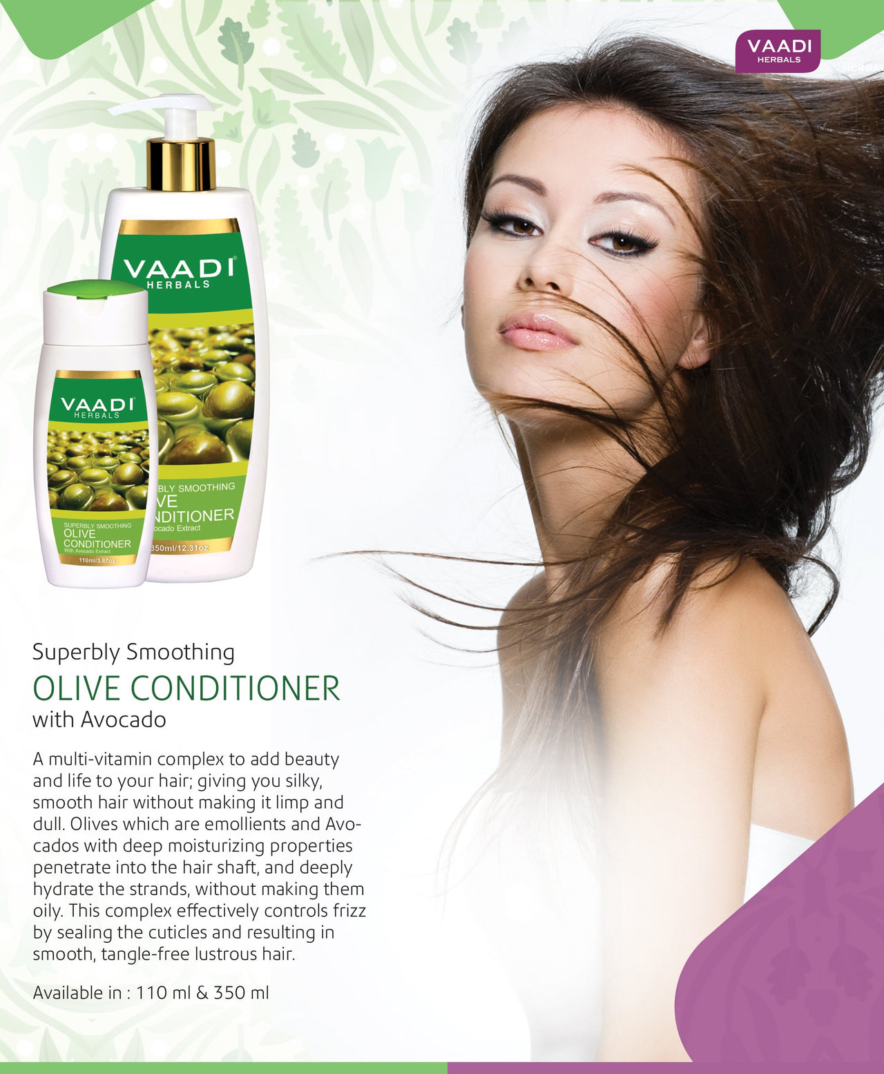 Vaadi Herbals Amla Shikakai Shampoo, Hairfall and Damage Control, 350g And Vaadi Herbals Olive Conditioner with Avocado Extract, 350 ml