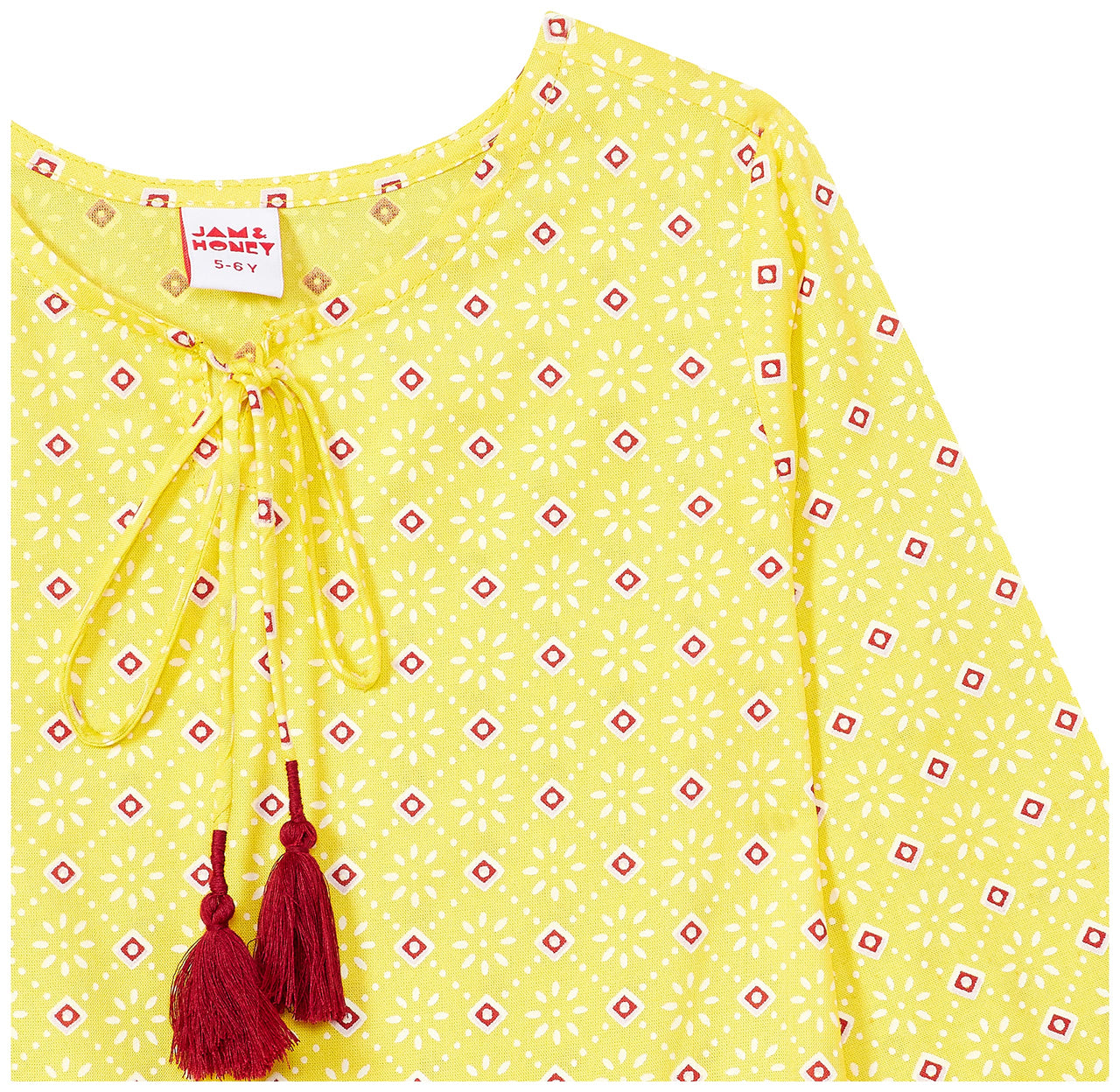 Amazon Brand - Jam & Honey Girl's Cotton Regular Short Kurti PEACH 2 2 Years-3 Years
