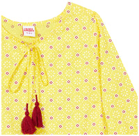 Amazon Brand - Jam & Honey Girl's Cotton Regular Short Kurti PEACH 2 2 Years-3 Years