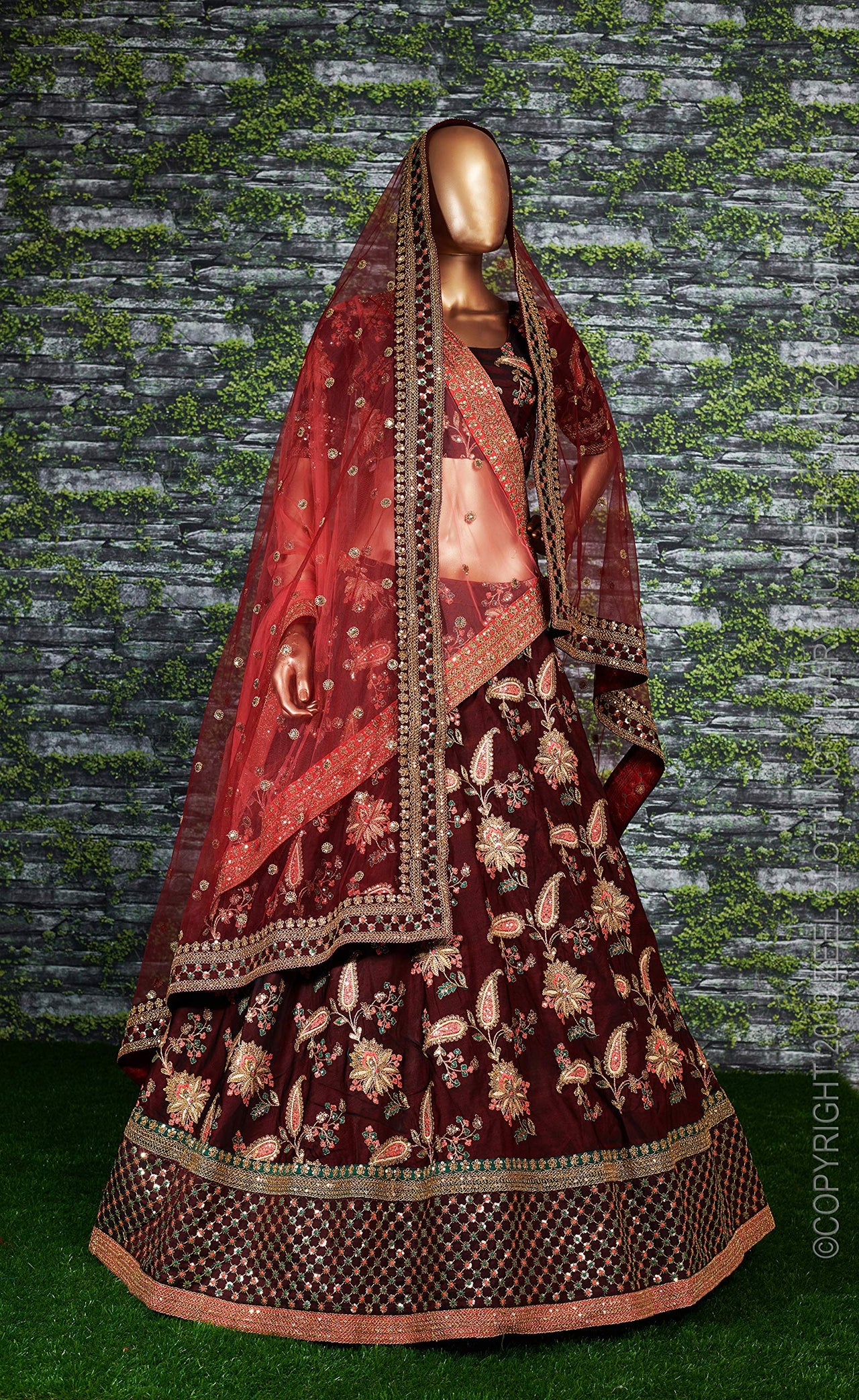 Zeel Clothing Women's Silk Semi-Stitched Lehenga Choli (7034-Wedding-Bridal-Latest-New; Free)