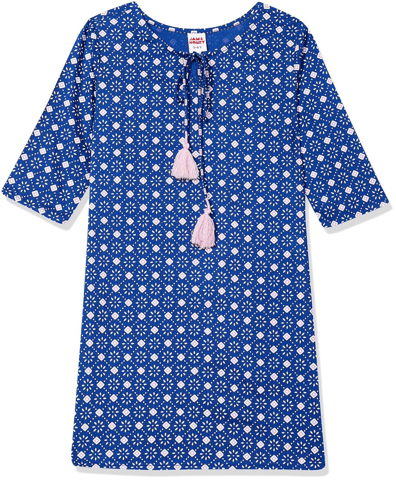 Amazon Brand - Jam & Honey Girl's Cotton Regular Short Kurti PEACH 2 2 Years-3 Years