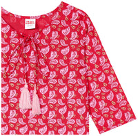 Amazon Brand - Jam & Honey Girl's Cotton Regular Short Kurti PEACH 2 2 Years-3 Years