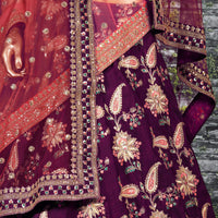 Zeel Clothing Women's Silk Semi-Stitched Lehenga Choli (7034-Wedding-Bridal-Latest-New; Free)