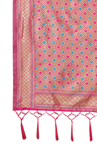 AKHILAM Women's Banarasi silk woven Design Saree with Unstitched Blouse Piece(GNG220_QL_Parent)