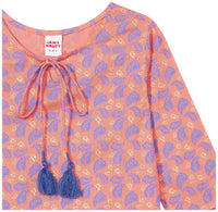 Amazon Brand - Jam & Honey Girl's Cotton Regular Short Kurti PEACH 2 2 Years-3 Years