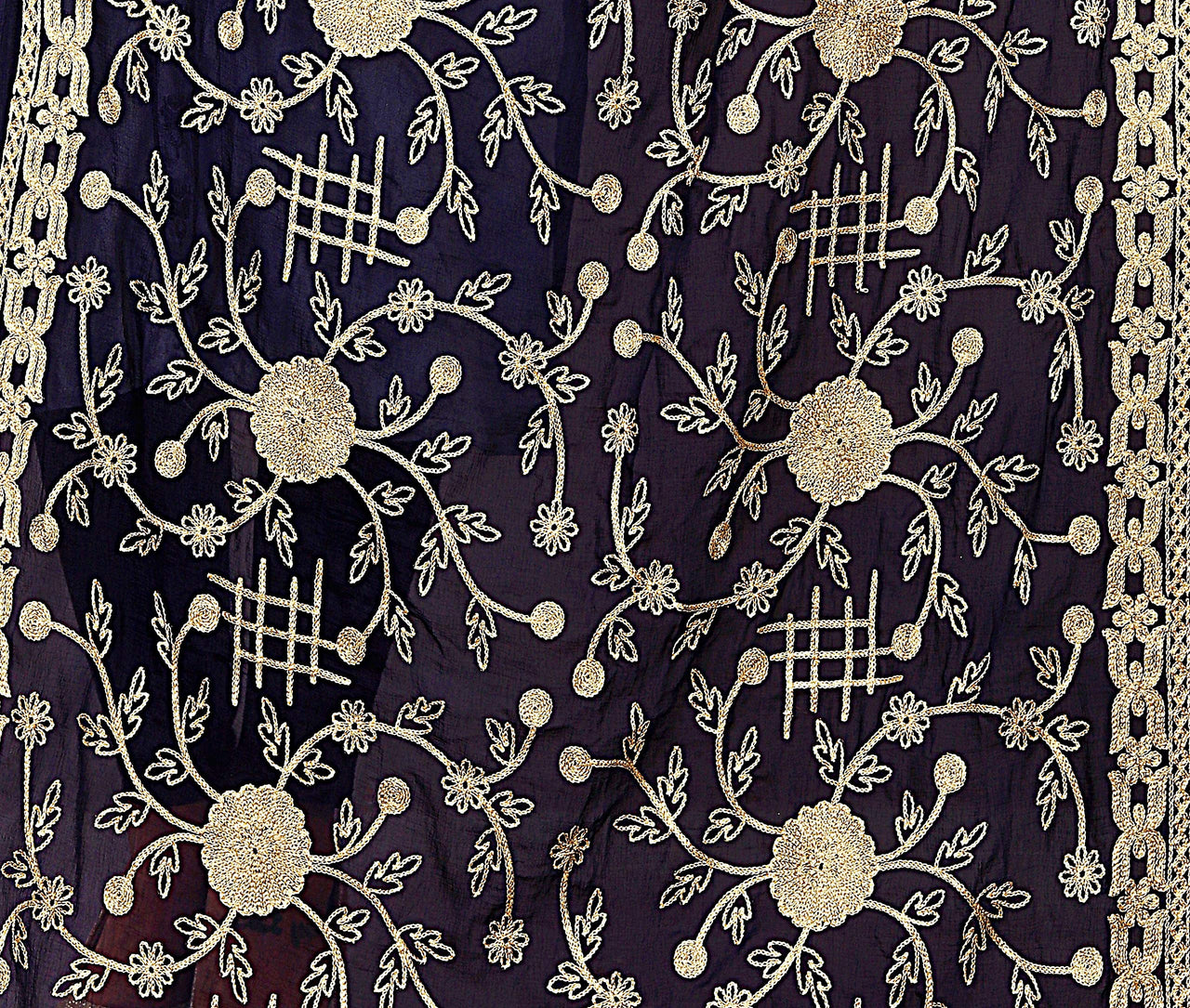 AKSHAR LLC Miss India Women's Chiffon Dupatta With Karachi Embroidery Work