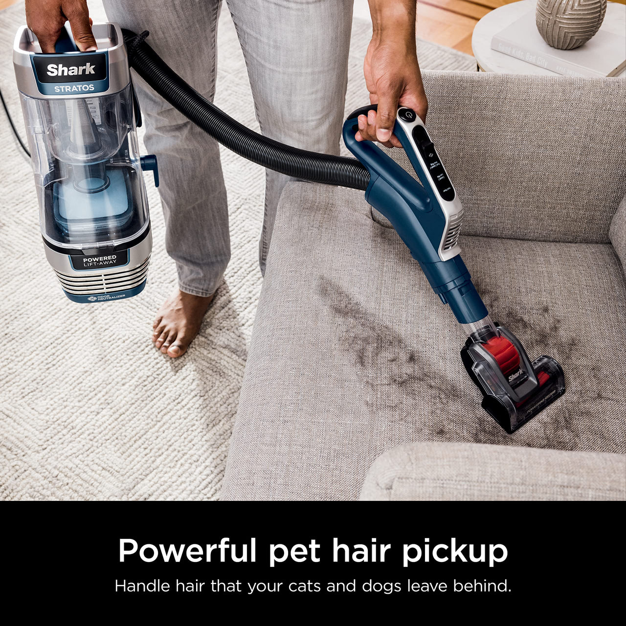 Shark POWERDETECT Upright Vacuum Cleaner with HEPA Filter, Heavy Duty Vacuum with Powerful Suction for Pet Hair Pickup, DuoClean Technology, Powered Lift-Away, Ideal for Carpets & Hardfloors, AZ4002 AZ4002 PowerDetect w/ Odor Neutralizer