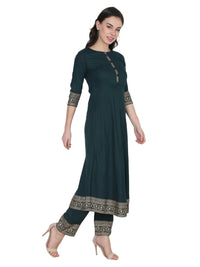 VASTRAMANIAA Women's Rayon Kurta Palazzo Ethnic Set