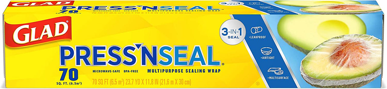 Glad Press'n Seal Plastic Food Wrap - 70 Square Foot Roll (Package May Vary)