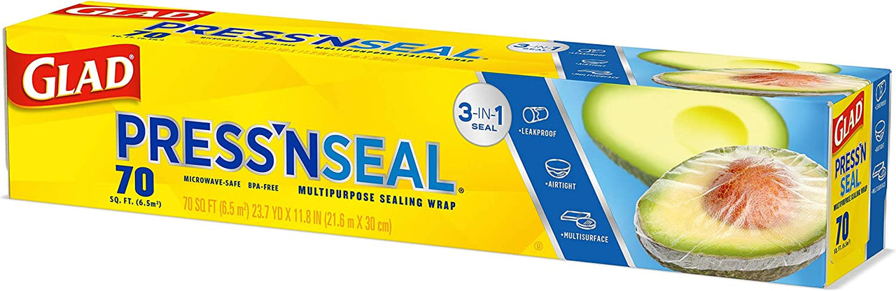 Glad Press'n Seal Plastic Food Wrap - 70 Square Foot Roll (Package May Vary)