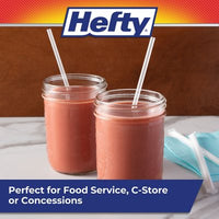 Hefty Jumbo Translucent Wrapped Plastic Straws, 7.75