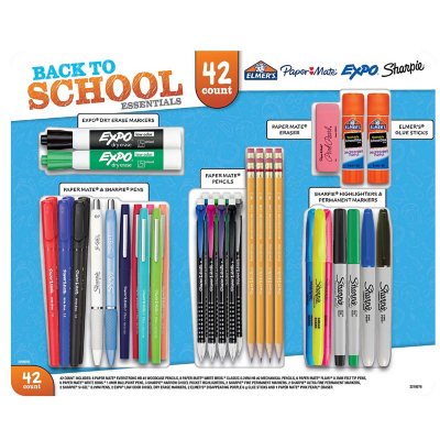 Back to School Essentials 42-Piece School Supply List Value Pack from Paper Mate, Sharpie, Elmer’S & Expo
