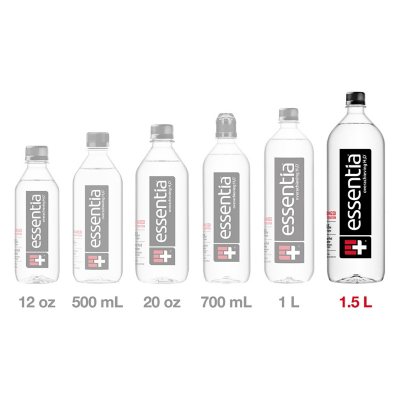 Essentia Bottled Water, Ionized Alkaline Water 1.5 L., 12 Pk.