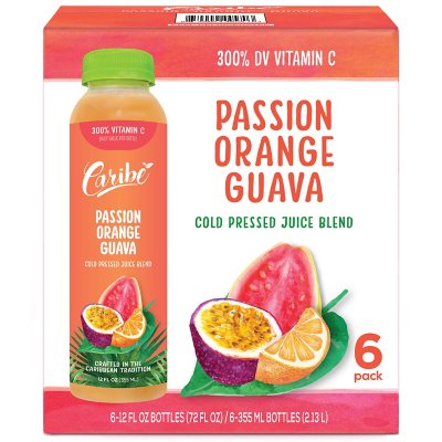 Caribe Cold Pressed Passion Orange Guava Juice Blend, 12 Fl. Oz., 6 Pk.