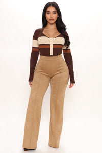 Fashion Nova Love and Lattes Stripe Bodysuit - Brown