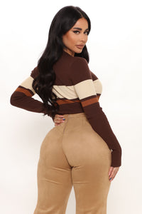 Fashion Nova Love and Lattes Stripe Bodysuit - Brown