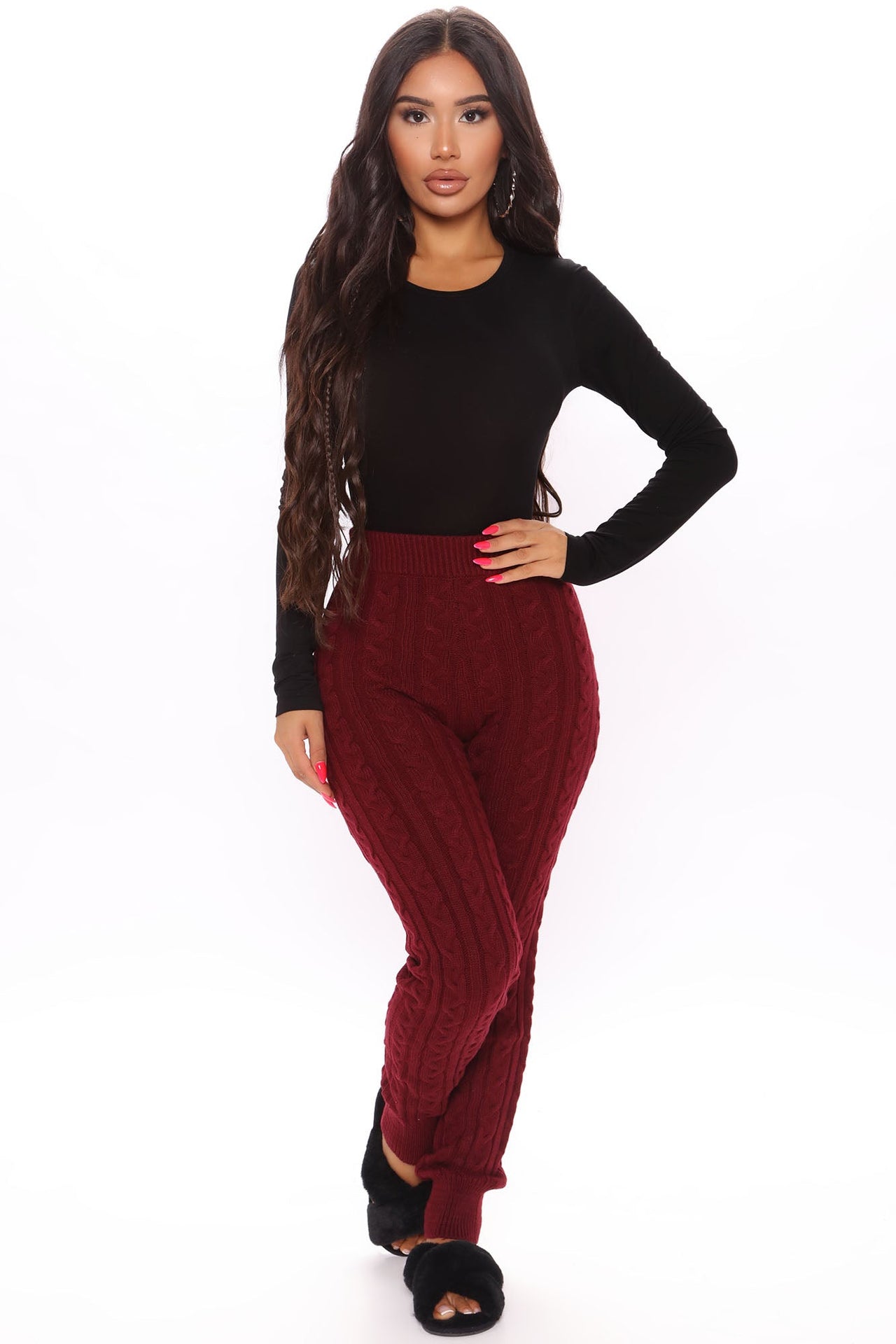 Fashion Nova Krystal Crew Neck Long Sleeve Bodysuit - Black