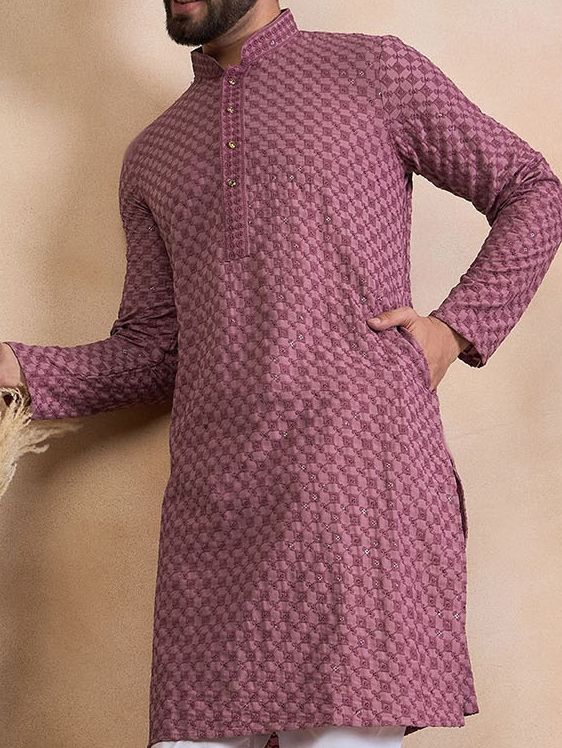 House of Pataudi Mandarin Collar Straight Kurta